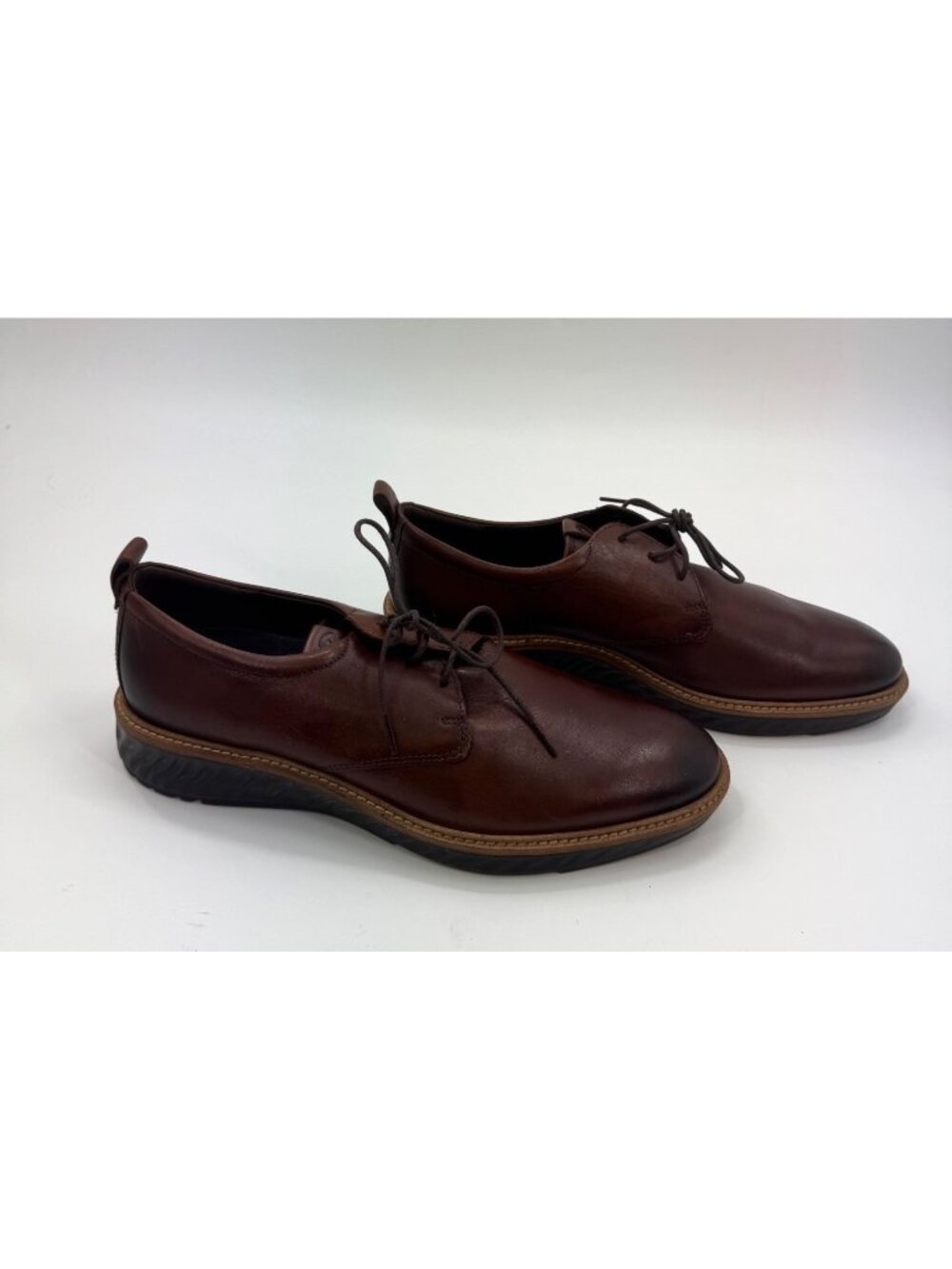 Ecco Mens Brown Leather Lace-Up Shoes EU 45 US 11 Rubber Sole Made In Portugal